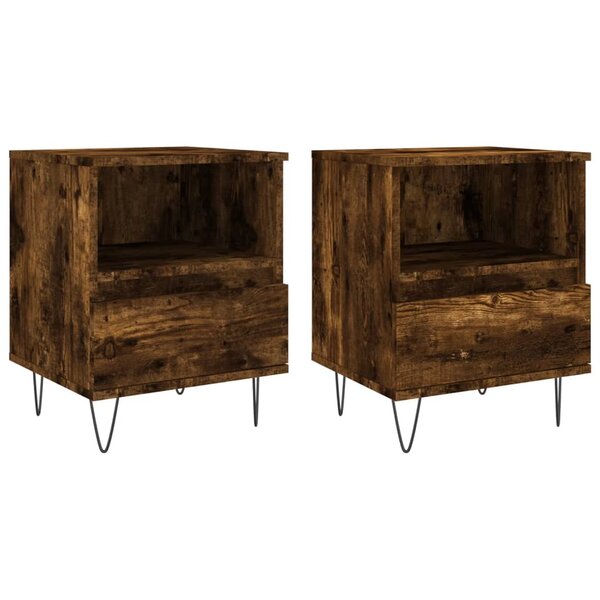 vidaXL Tables de chevet 2 Pièces chêne fumé 40x35x50 cm bois ingénierie