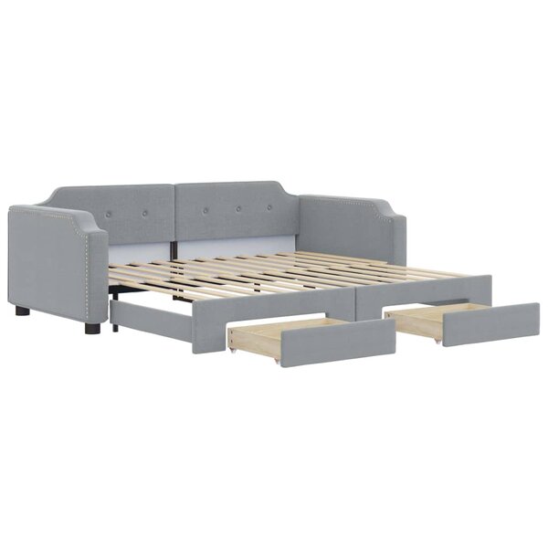 vidaXL Lit de jour avec gigogne et tiroirs sans matelas 90x200 cm