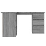 Bureau table poste de travail meuble d'ordinateur informatique étude d'angle sonoma 145 x 100 x 76 cm bois d'ingénierie gris 02_0023695