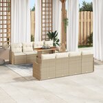 Ensemble de Canapé de Jardin 9 pièces Beige Rattan Poly Acacia