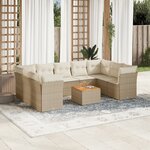 vidaXL Salon de jardin avec coussins 10 Pièces beige résine tressée