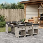 vidaXL Ensemble à manger de jardin et coussins 7 Pièces gris clair rotin