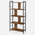Meuble de rangement bibliothèque étagère 5 niveaux avec compartiments ouverts pour bureau salon chambre style industriel 150 cm marron rustique et noir 12_0001463