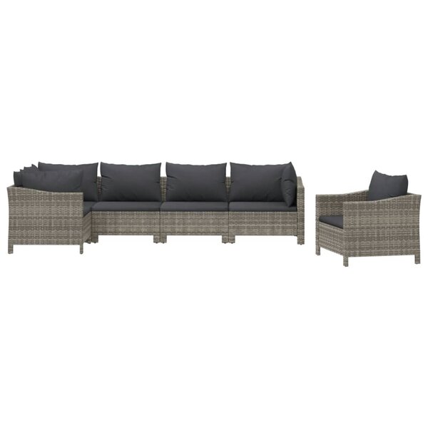 Salon de jardin meuble d'extérieur ensemble de mobilier 6 pièces avec coussins gris résine tressée 02_0016812