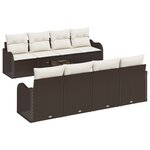 Ensemble de Canapé de Jardin de 9 Pièces avec Coussins Marron en Rotin Synthétique
