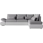 Canapé d'angle réversible convertible SEVARA 4 places - PU blanc et tissu gris clair - Coffre de rangement - 267 x 200 x 90 cm
