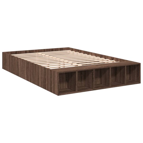 vidaXL Cadre de lit chêne marron 120x200 cm bois d'ingénierie