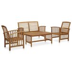 Salon de jardin meuble d'extérieur ensemble de mobilier 4 pièces bois d'acacia solide 02_0016222