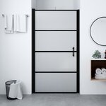 vidaXL Porte de douche verre trempé dépoli 91x195 cm noir