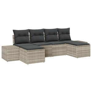 vidaXL Ensemble de canapé de jardin 6 pièces avec coussins gris clair poly rotin