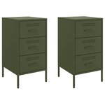 vidaXL Tables de chevet 2 Pièces vert olive 36x39x68 cm