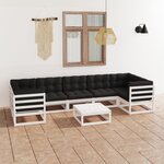 vidaXL Salon de jardin avec coussins 8 Pièces blanc bois de pin massif