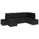 vidaXL Ensemble de Canapé de Jardin de 6 pièces avec Coussins Noir Poly Rattan