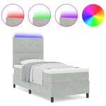 vidaXL Lit à sommier avec matelas et lumière LED Gris clair 80x200 cm Velours