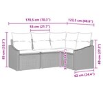 vidaXL Canapé de jardin 4 pièces avec coussins gris poly rattan