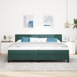 Lit Box Spring vidaXL avec Matelas & LED Vert Foncé 200x200 cm Velours