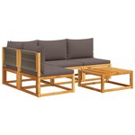 vidaXL Salon de jardin avec coussins 5 Pièces Bois d'acacia solide