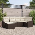 vidaXL Ensemble de Canapés de Jardin de 6 Pièces avec Coussins Marron en Poly Rotin