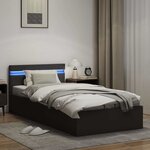 vidaXL Cadre de lit à rangement hydraulique sans matelas avec LED noir
