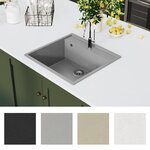 vidaXL Évier de cuisine avec trou de trop-plein Gris Granit