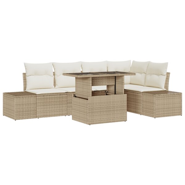 vidaXL Ensemble de Canapé de Jardin de 6 pièces avec Coussins Beige en Poly Rattan