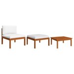 vidaXL Salon de jardin 3 Pièces avec coussins Bois d'acacia massif