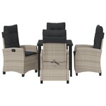 vidaXL Ensemble de salle à manger de jardin 5 pièces avec coussins Gris clair Poly Rattan