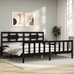 vidaXL Cadre de lit sans matelas noir 200x200 cm bois massif de pin