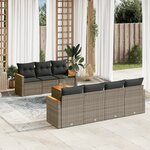 vidaXL Salon de jardin 8 Pièces avec coussins gris résine tressée
