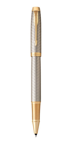 PARKER IM Premium Stylo roller  gris argenté  Recharge noire pointe fine  Coffret cadeau