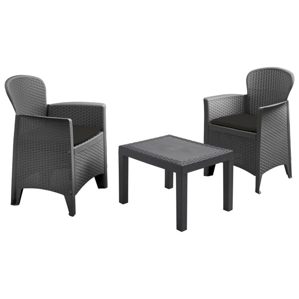 ProGarden Ensemble de jardin avec coussins 3 Pièces Akita Anthracite