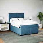 vidaXL Sommier à lattes de lit et matelas bleu 140x190 cm velours