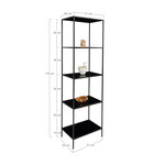 Étagère noire à 5 étages avec cadre noir 51 x 36 x 170 cm