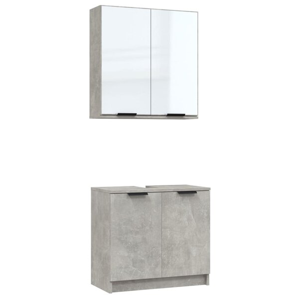 vidaXL Meubles de salle de bain 2 Pièces Gris béton Bois d'ingénierie