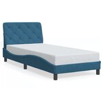 vidaXL Cadre de lit avec tête de lit bleu 80x200 cm velours