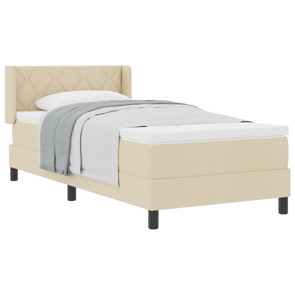 Lit à ressorts vidaXL avec matelas Crème 90x200 cm Tissu
