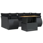 vidaXL Salon de jardin 7 Pièces avec coussins noir résine tressée