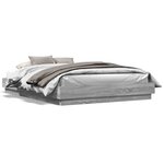 vidaXL Cadre de lit avec LED sans matelas sonoma gris 160x200 cm