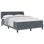 Lit ressort vidaXL avec matelas gris foncé 160x200 cm en velours
