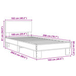 vidaXL Cadre de lit chêne marron 100x200 cm bois d'ingénierie et métal