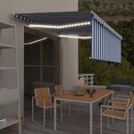 vidaXL Auvent manuel rétractable avec store et LED 4 5x3 m Bleu blanc
