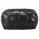vidaXL Pouf 60 x 60 x 30 cm Noir Cuir véritable de chèvre