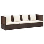 Lit de jardin avec coussin et oreillers résine tressée marron 02_0012000