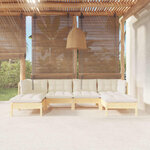 vidaXL Salon de jardin 6 Pièces avec coussins crème bois de pin