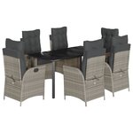 vidaXL Ensemble à manger de jardin et coussins 7 Pièces gris clair rotin