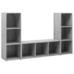 vidaXL Meubles TV 3 Pièces Gris béton 107x35x37 cm Aggloméré