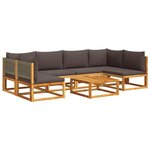 vidaXL Salon de jardin avec coussins 7 Pièces bois massif d'acacia