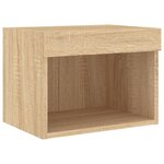 vidaXL Table de chevet murale avec lumières LED chêne sonoma