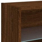 vidaXL Table de chevet murale avec lumières LED chêne marron