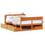 vidaXL Cadre de lit sans matelas cire marron 135x190cm bois pin massif